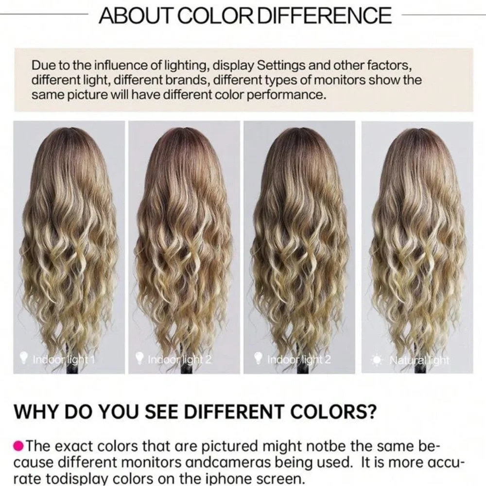 24 Inch Ombre Brown Rooted & Blonde highlights Wavy Hair with bangs  Lon… - Picture 4 of 11